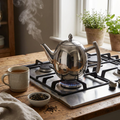 Elegant stainless steel teapot lifestyle