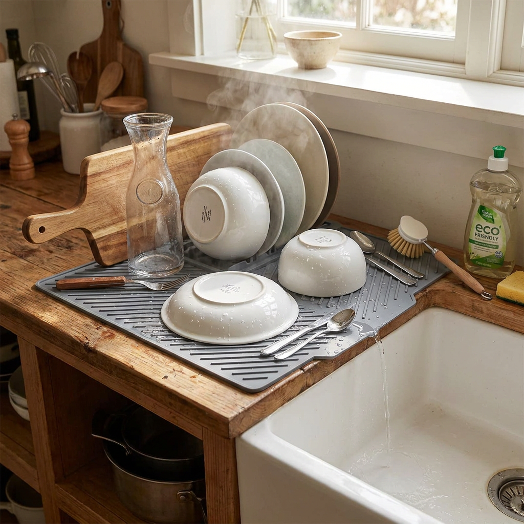 Silicone Countertop Dish Drying Mat lifestyle