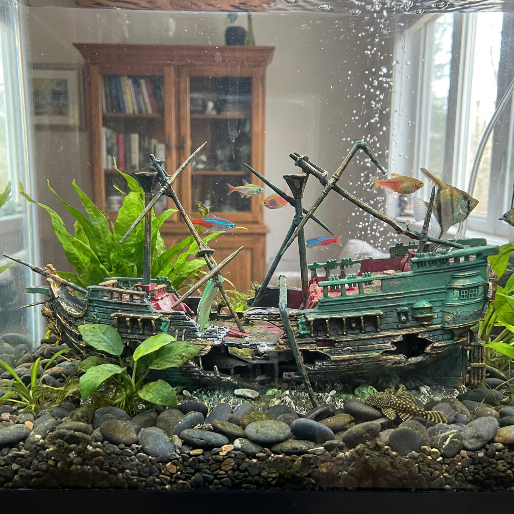 Large Shipwreck Aquarium Decoration lifestyle